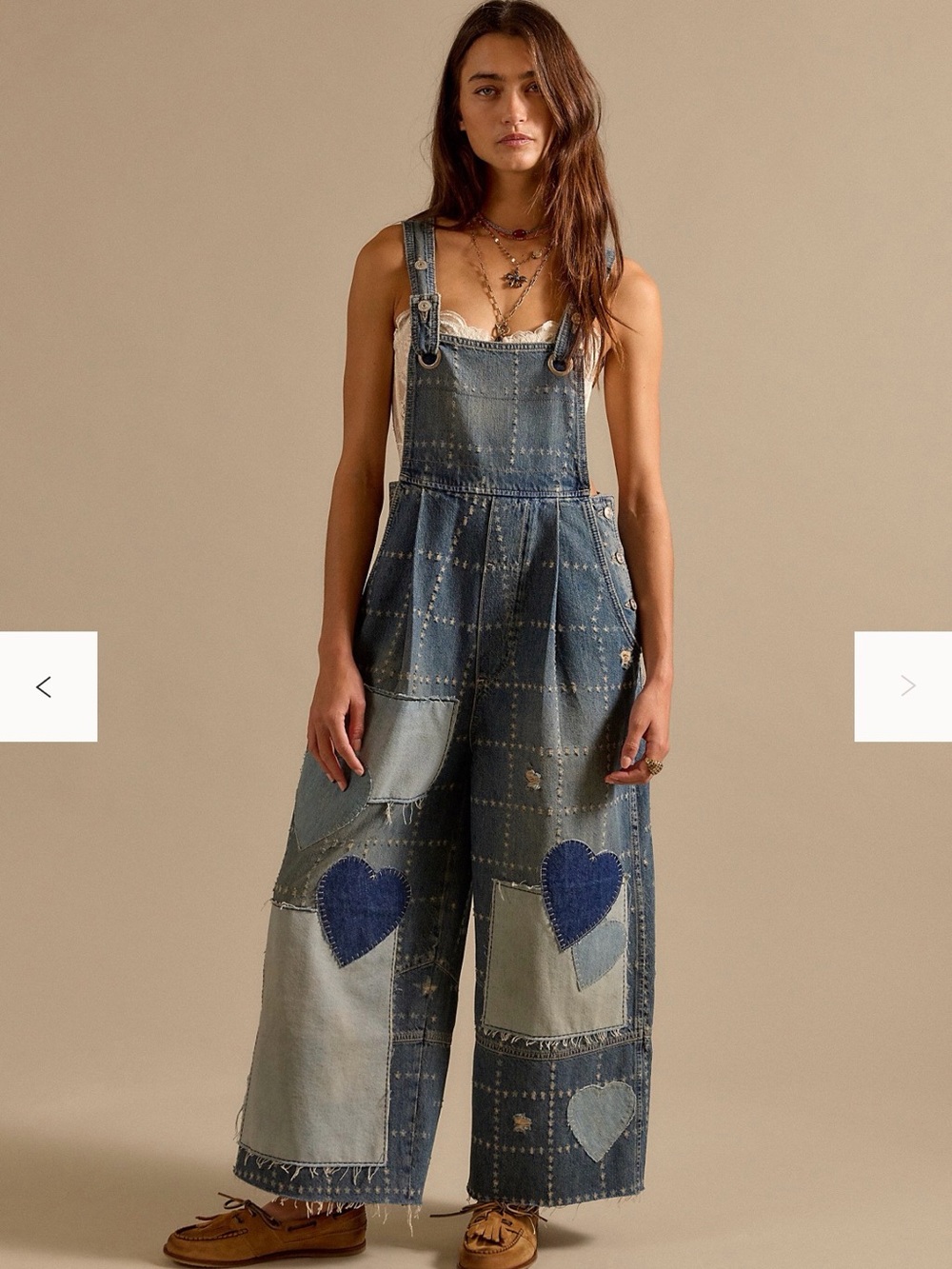 NWT Free People Denim Patchwork Heart Overalls - Blue size S and M - Picture 4 of 5